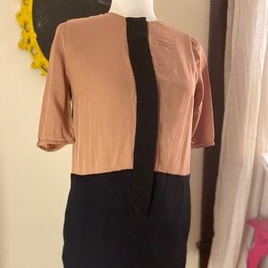 [Victoria Beckham] crepe black & tan dress 2